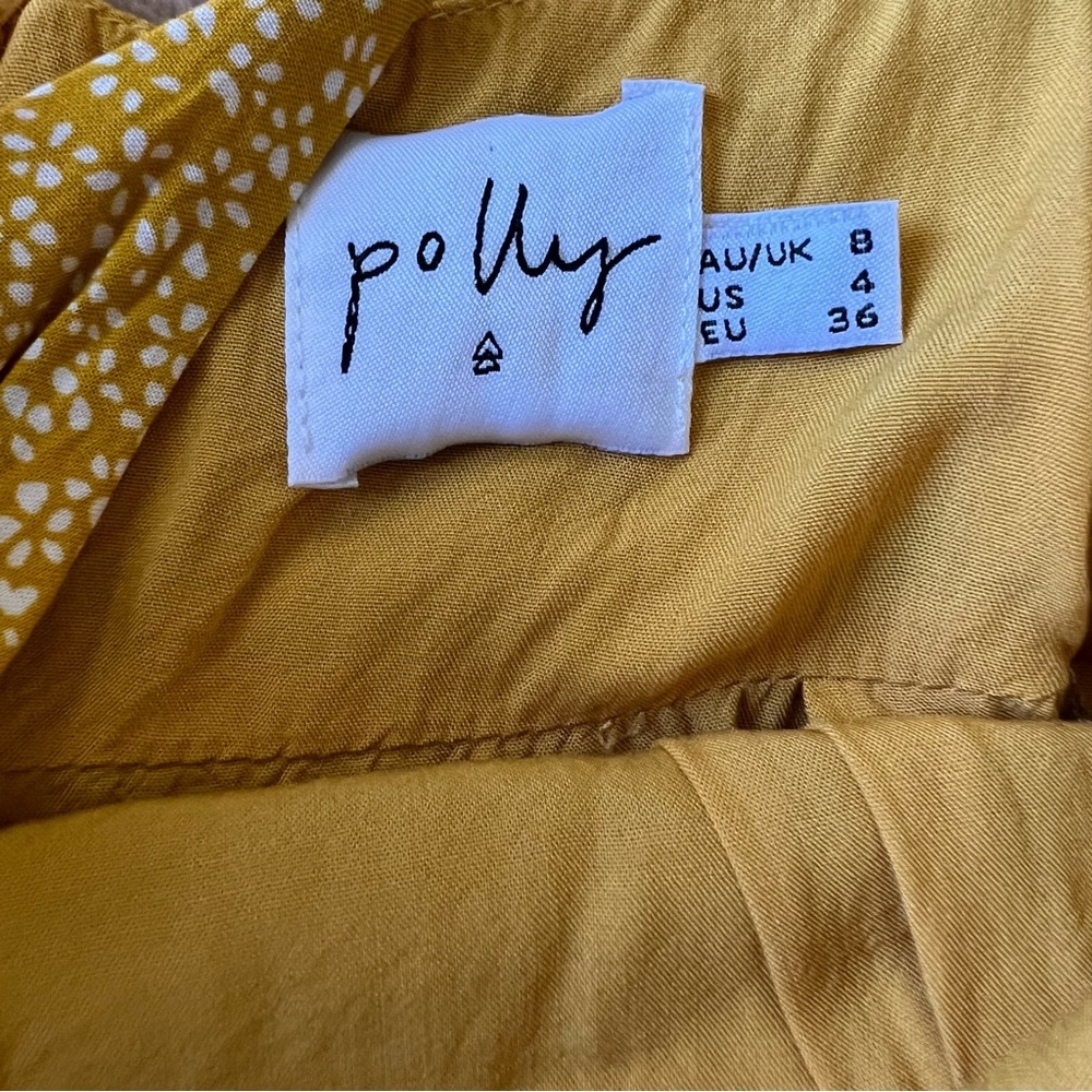 Princess Polly Romper Dress Mini White Dotted Floral Print Yellow Gold Sz 4 - Picture 5 of 6